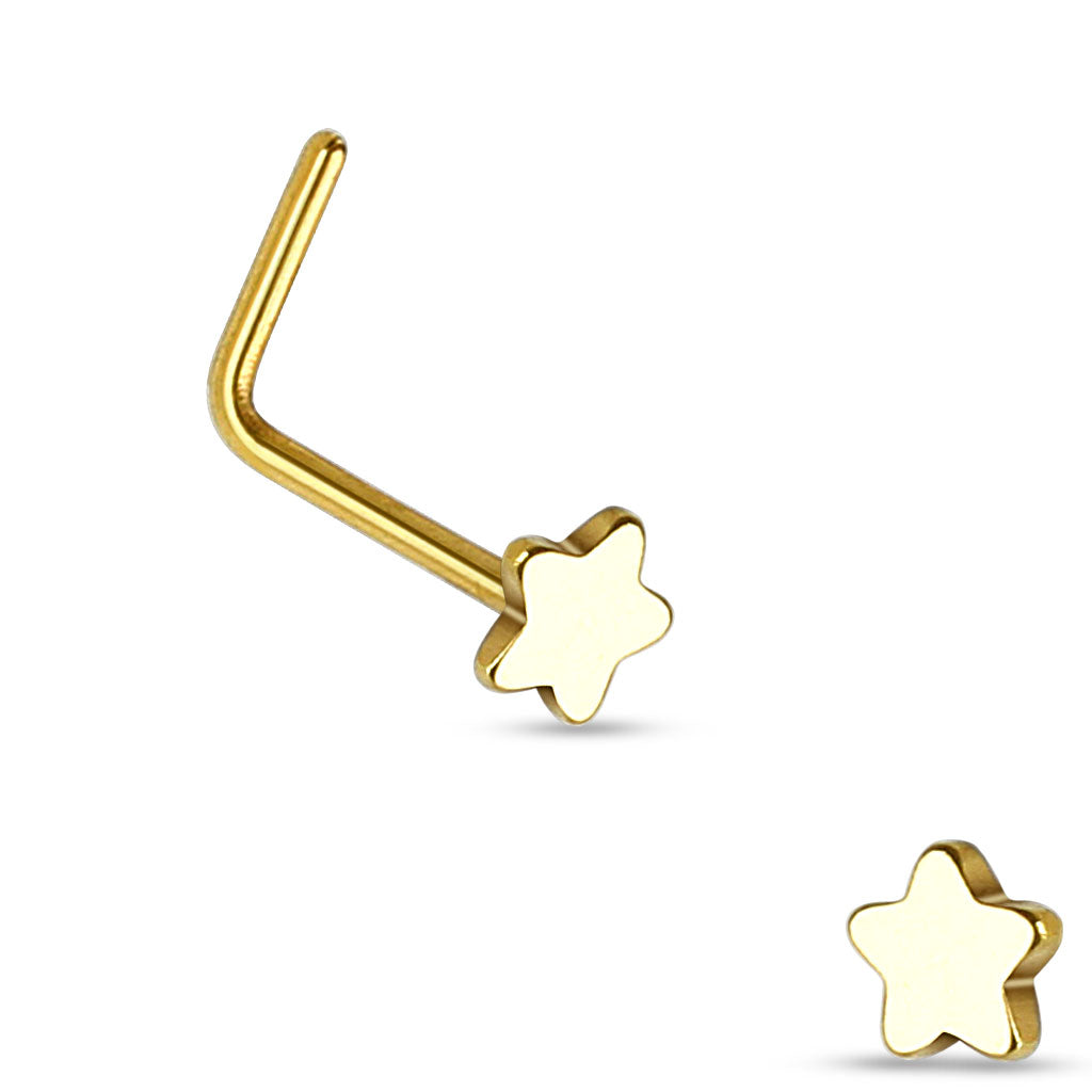 20G Star L Shape Nose Stud. Nose Piercing. Nose Stud