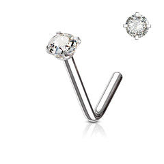 20G Clear Top L Shape Nose Stud. Nose Piercing. Nose Stud