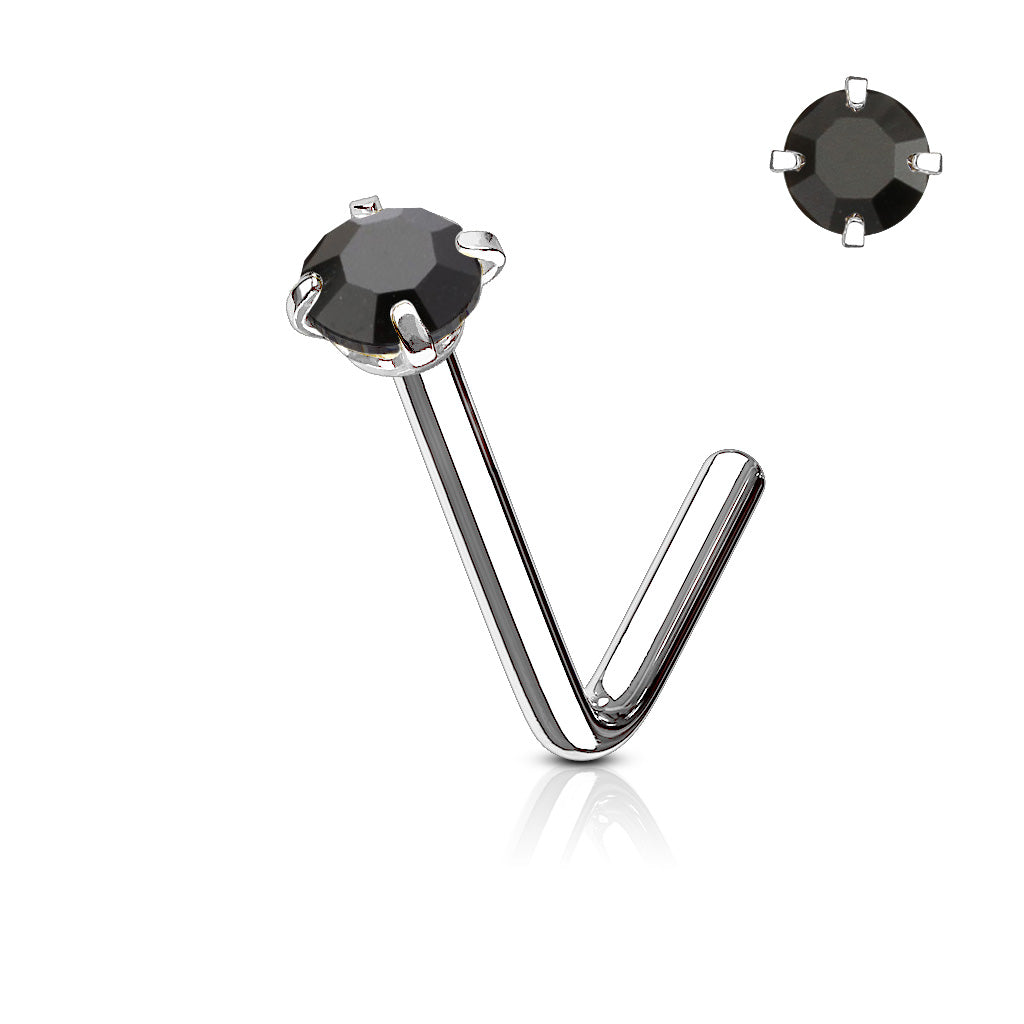 20G Clear Top L Shape Nose Stud. Nose Piercing. Nose Stud