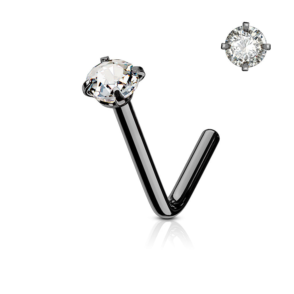 20G Clear Top L Shape Nose Stud. Nose Piercing. Nose Stud