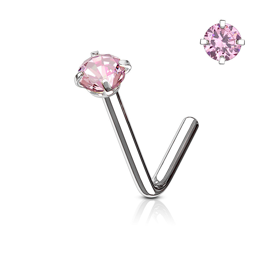 20G Clear Top L Shape Nose Stud. Nose Piercing. Nose Stud