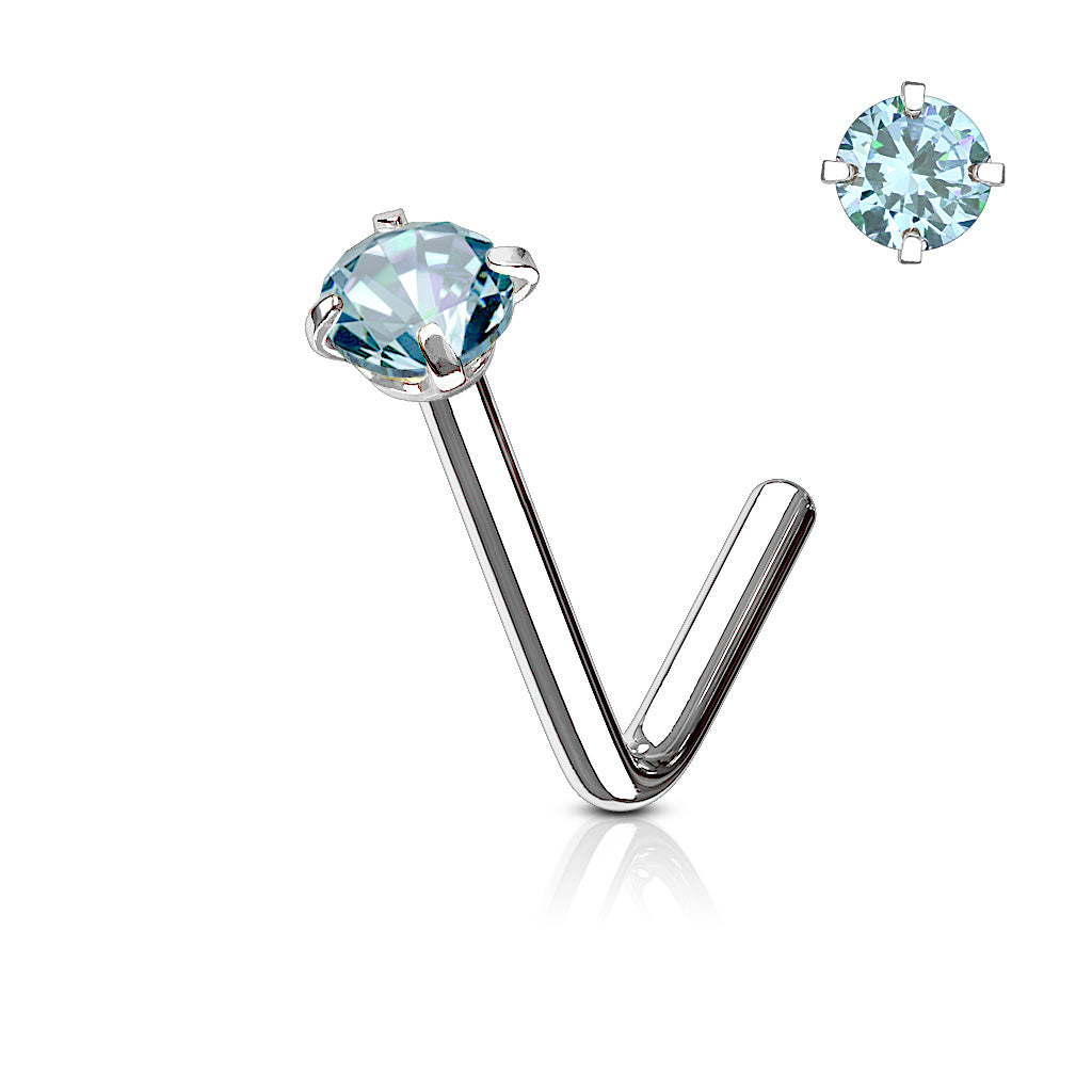 20G Clear Top L Shape Nose Stud. Nose Piercing. Nose Stud