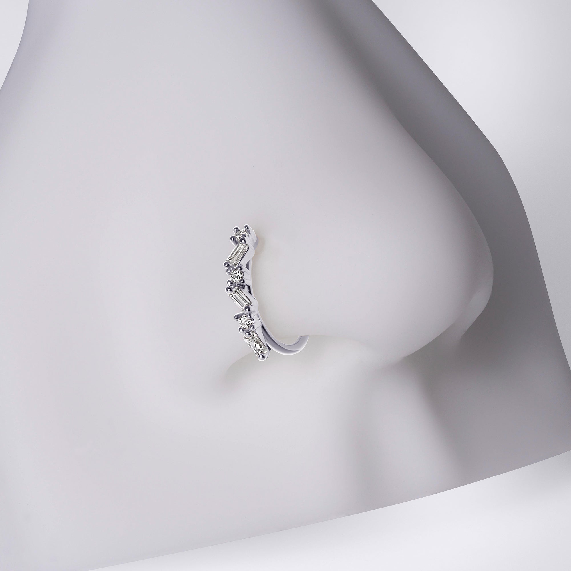 Zig Zag Baguette Nose Ring