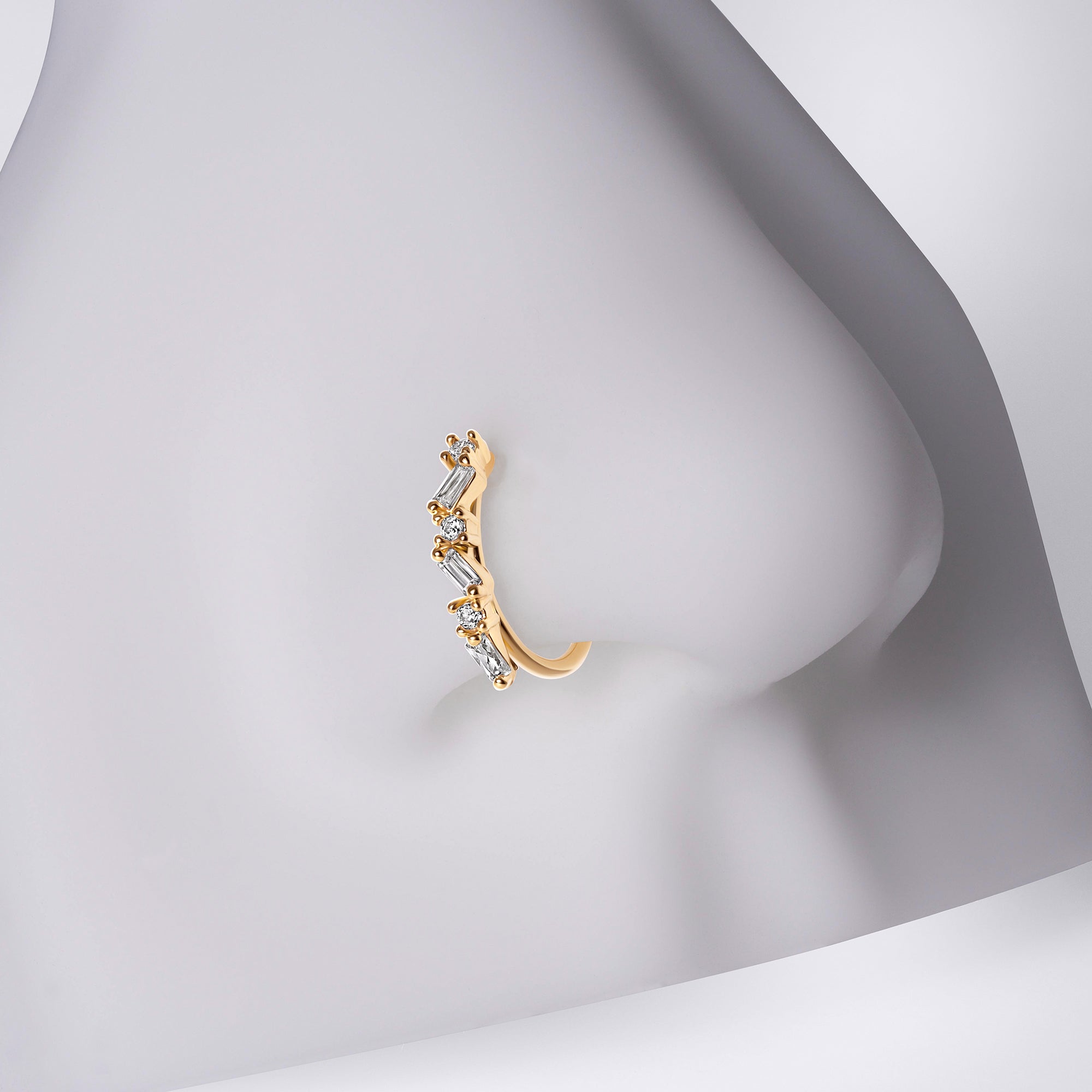 Zig Zag Baguette Nose Ring