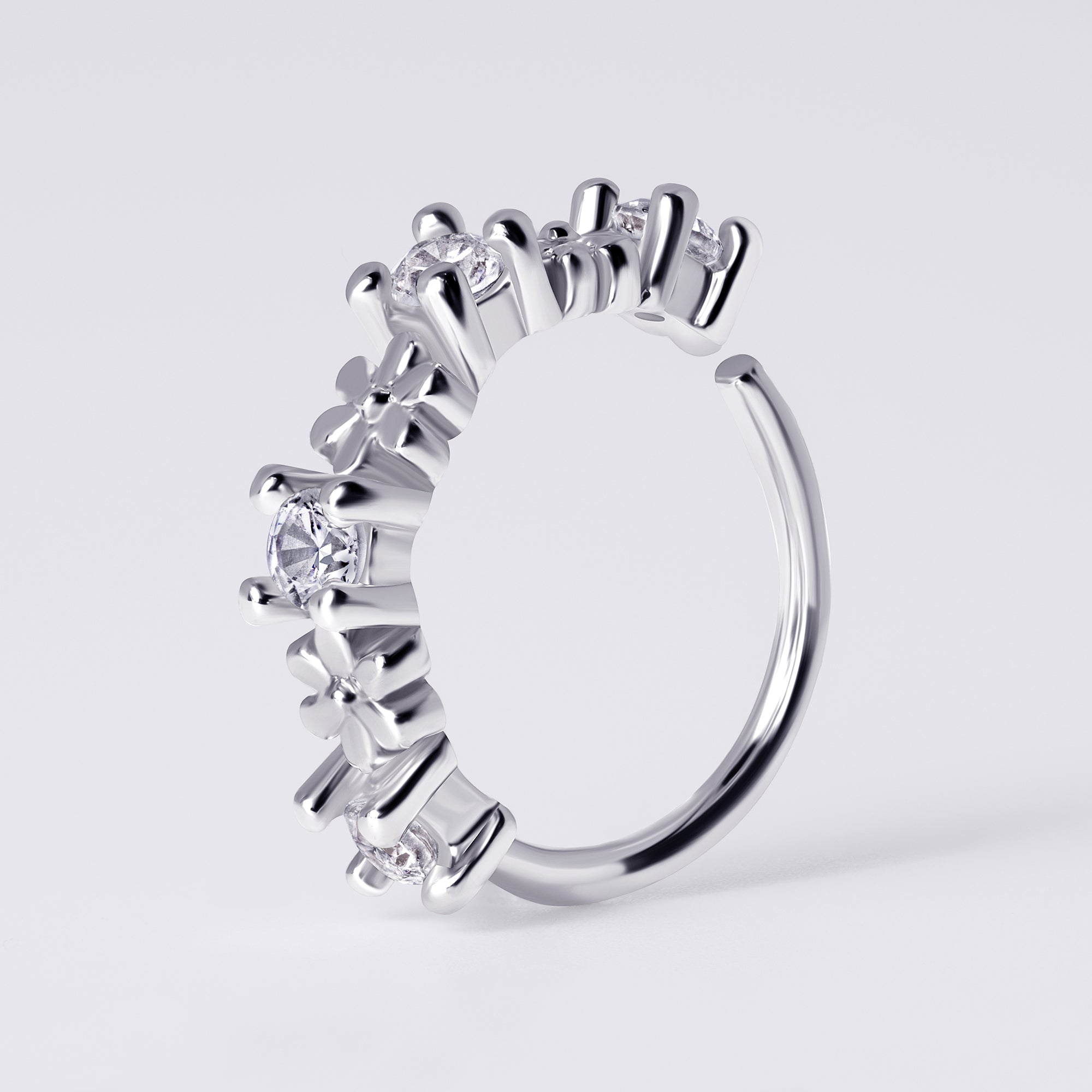 Flower Nose Piercing Hoop Ring