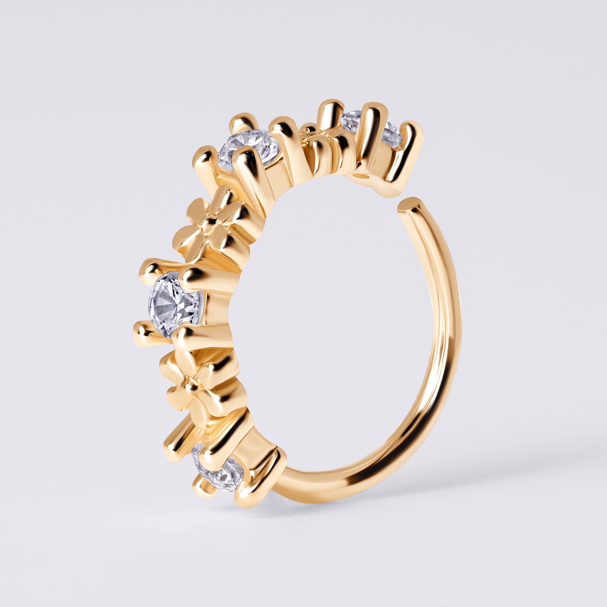 Flower Nose Piercing Hoop Ring