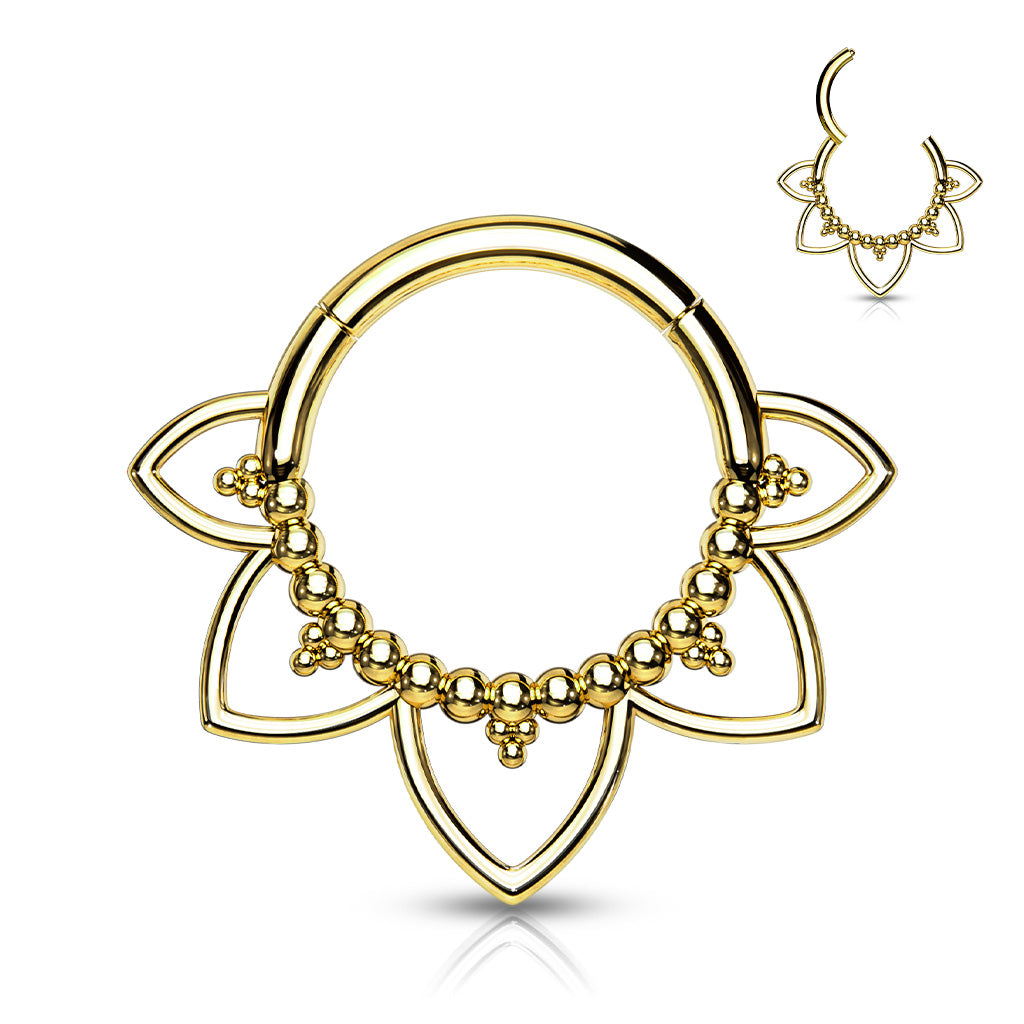 16G Plain Lotus Hinged Seamless Septum Clicker Hoop.