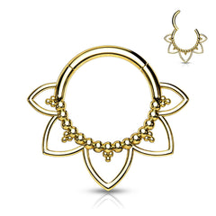 16G Plain Lotus Hinged Seamless Septum Clicker Hoop.