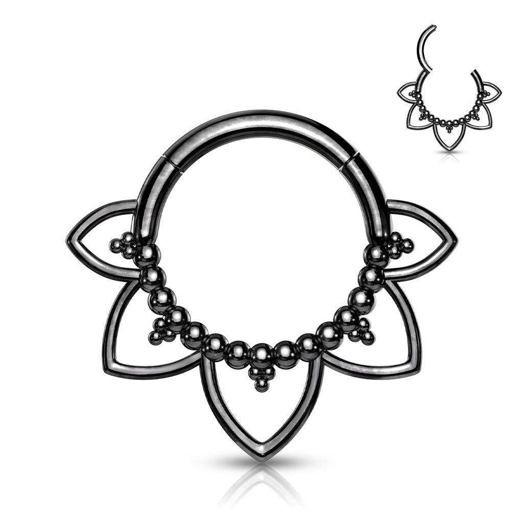 16G Plain Lotus Hinged Seamless Septum Clicker Hoop.