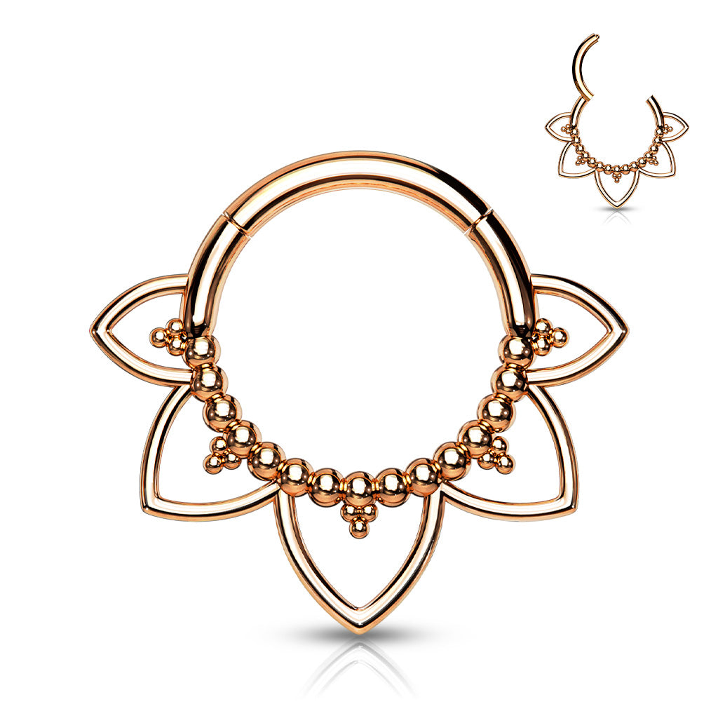 16G Plain Lotus Hinged Seamless Septum Clicker Hoop.