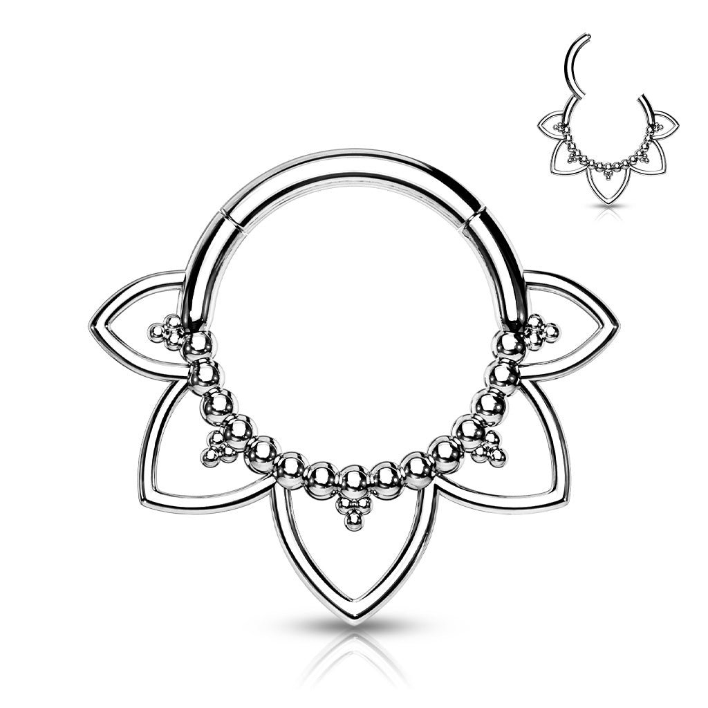 16G Plain Lotus Hinged Seamless Septum Clicker Hoop.