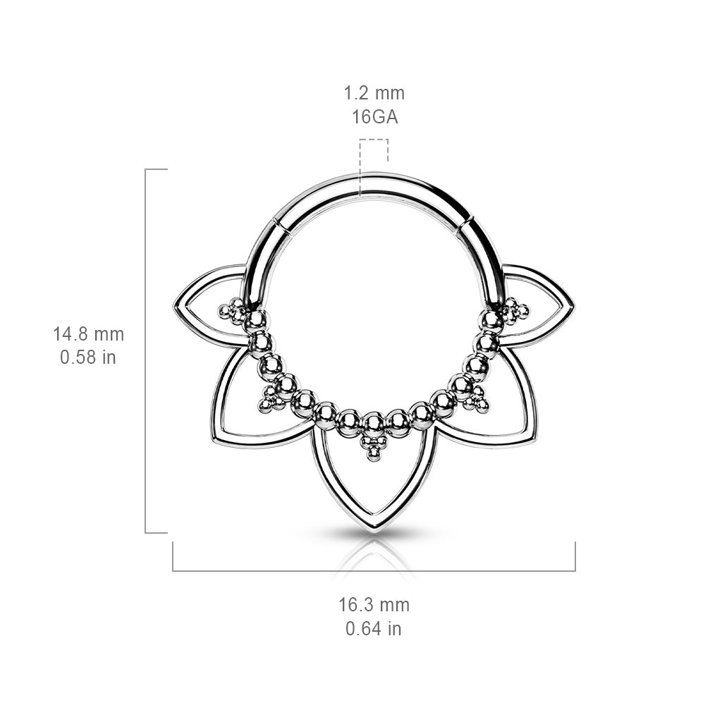 16G Plain Lotus Hinged Seamless Septum Clicker Hoop.