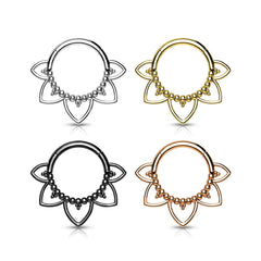 16G Plain Lotus Hinged Seamless Septum Clicker Hoop.