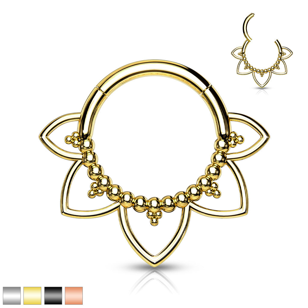 16G Plain Lotus Hinged Seamless Septum Clicker Hoop.