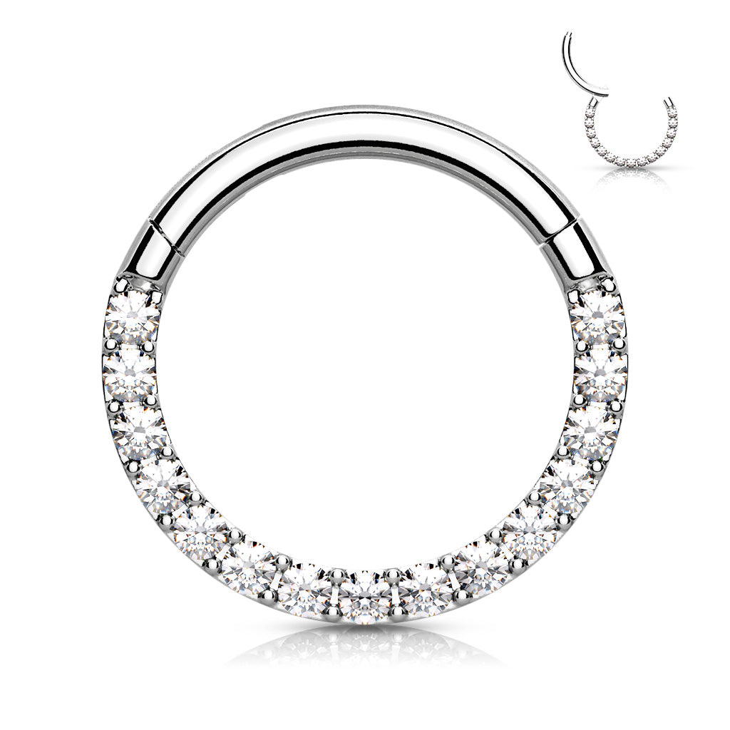 18G & 16G Clear Gems Hinged Septum Clicker Ring. Septum Ring. Septum Piercing. Cartilage Ring