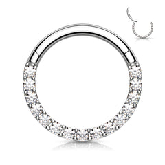 18G & 16G Clear Gems Hinged Septum Clicker Ring. Septum Ring. Septum Piercing. Cartilage Ring
