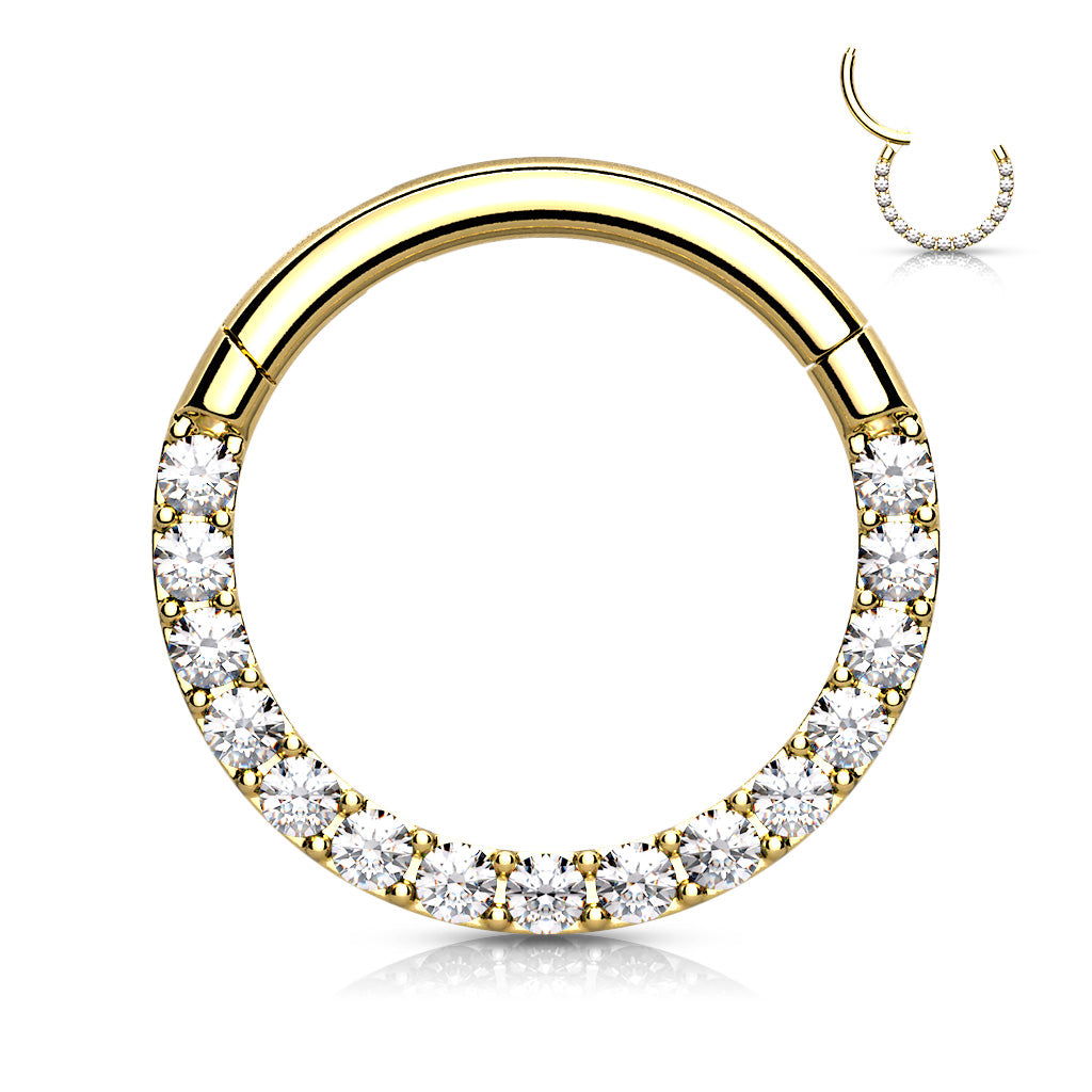 18G & 16G Clear Gems Hinged Septum Clicker Ring. Septum Ring. Septum Piercing. Cartilage Ring