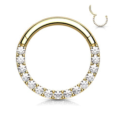 18G & 16G Clear Gems Hinged Septum Clicker Ring. Septum Ring. Septum Piercing. Cartilage Ring