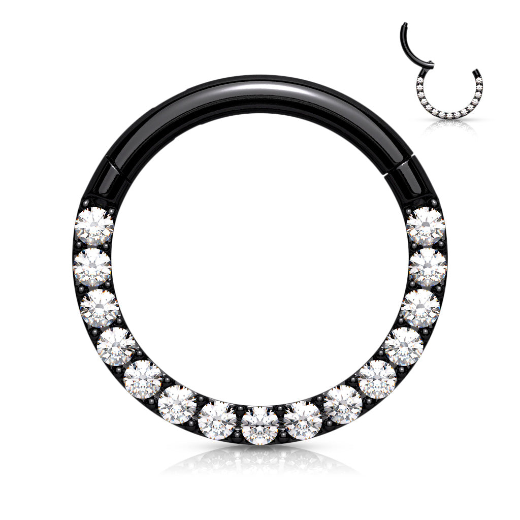 18G & 16G Clear Gems Hinged Septum Clicker Ring. Septum Ring. Septum Piercing. Cartilage Ring
