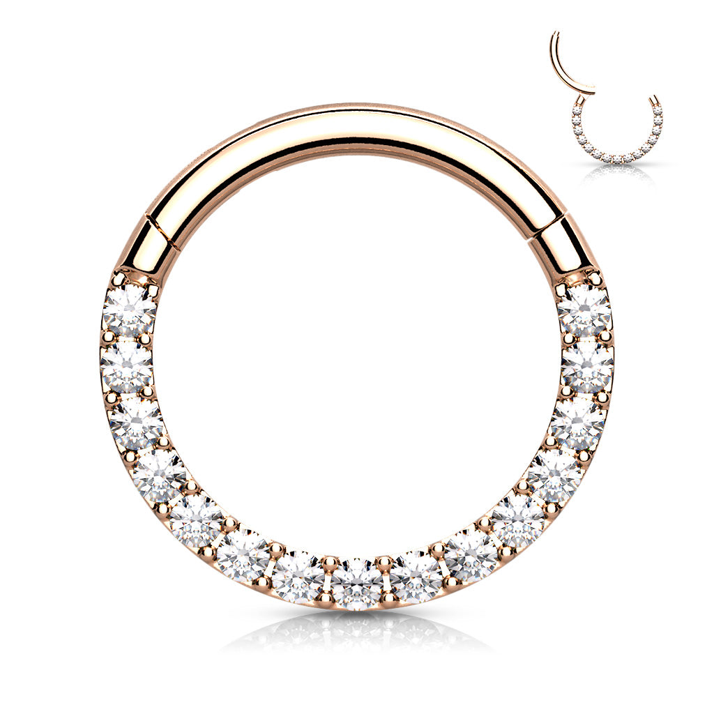 18G & 16G Clear Gems Hinged Septum Clicker Ring. Septum Ring. Septum Piercing. Cartilage Ring