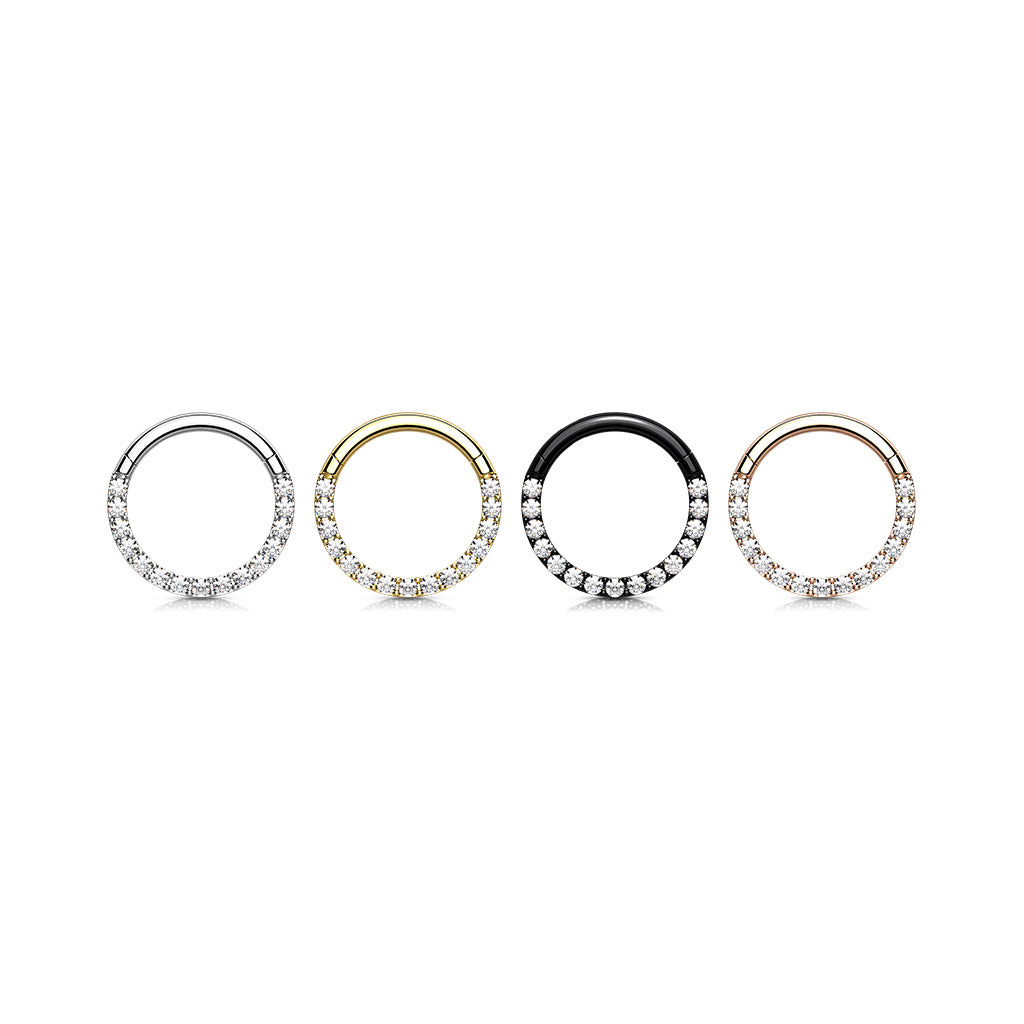 18G & 16G Clear Gems Hinged Septum Clicker Ring. Septum Ring. Septum Piercing. Cartilage Ring
