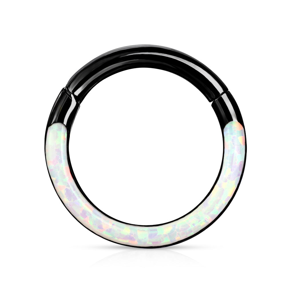16G Surgical Steel Opal Inlay Front Facing 10MM/8MM Septum Clicker Ring. Septum Piercing. Septum Ring. Nose Ring.
