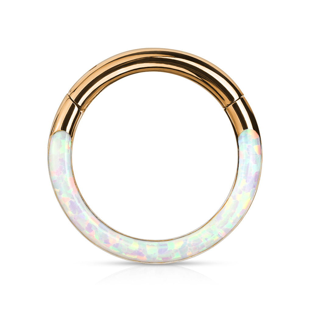 16G Surgical Steel Opal Inlay Front Facing 10MM/8MM Septum Clicker Ring. Septum Piercing. Septum Ring. Nose Ring.