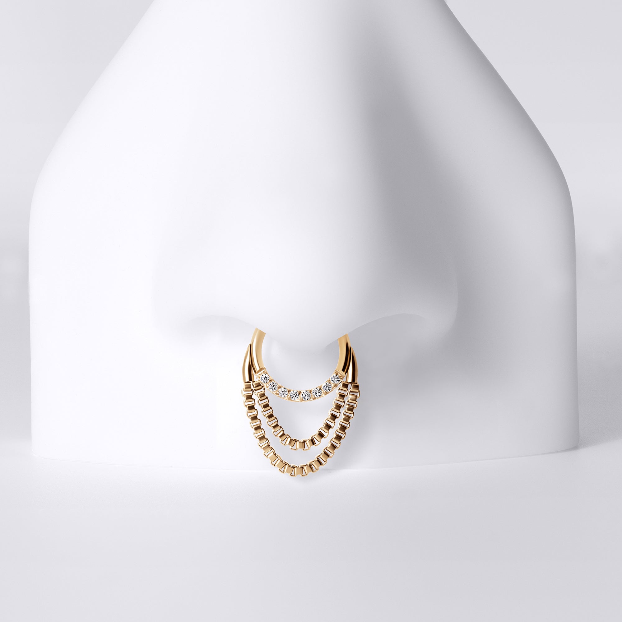 Double Chain Dangle Gold Septum Ring