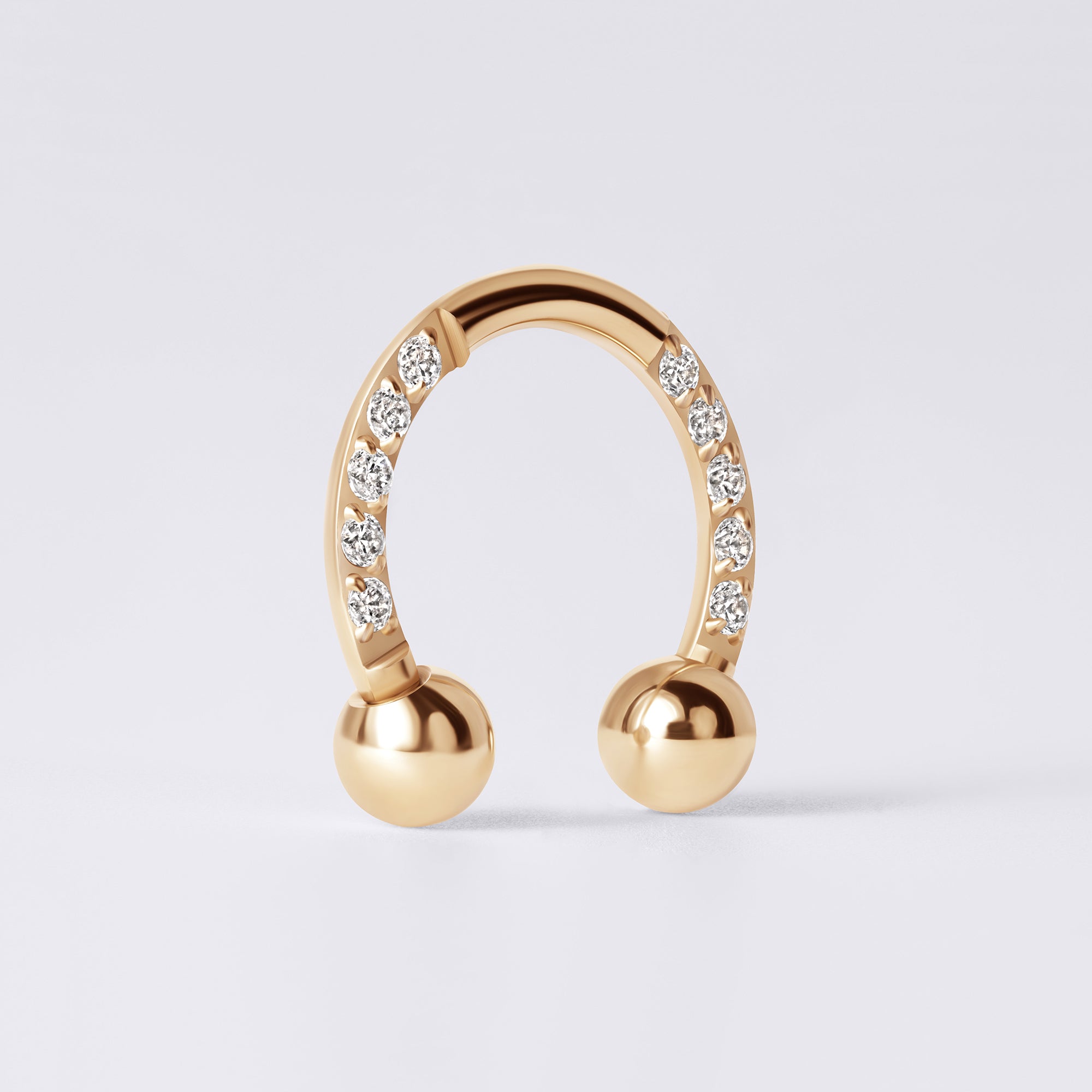 Gold CZ Titanium Horseshoe Ring