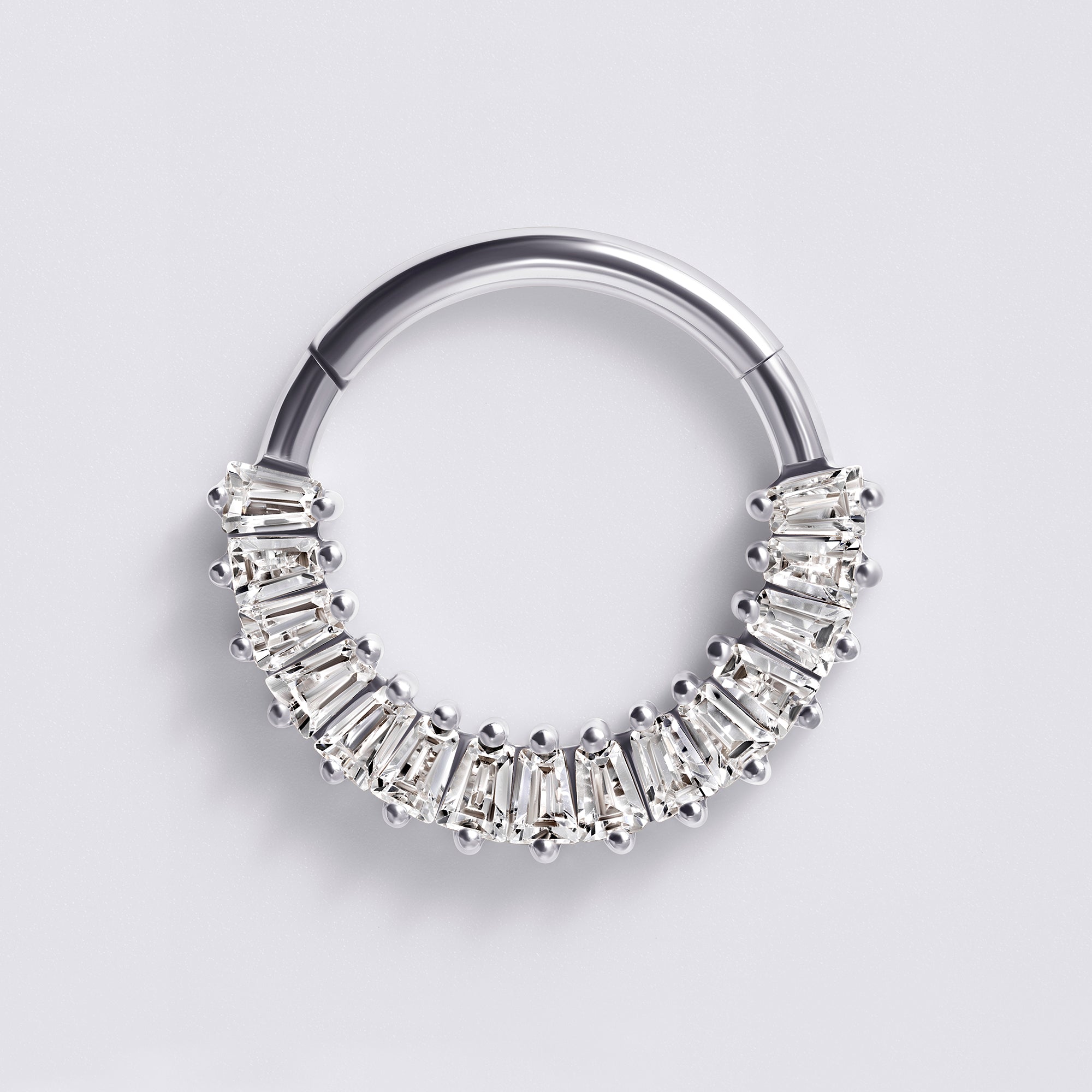 Baguette CZ Titanium Septum Ring