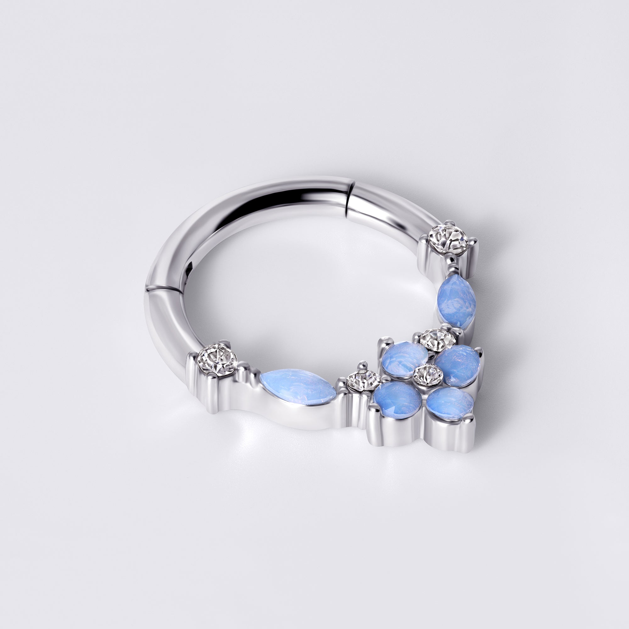 Blue Opal Flower Septum Ring