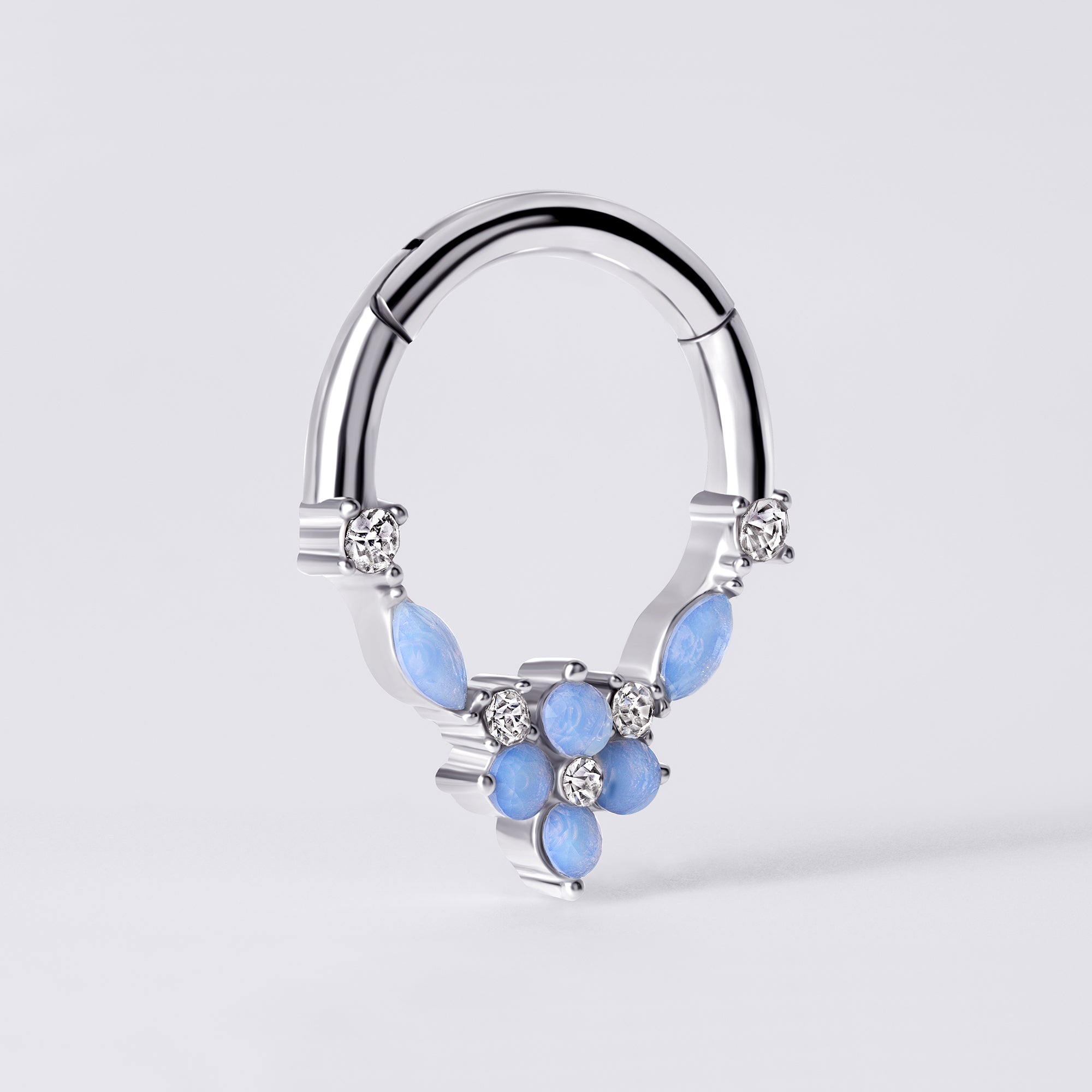 Blue Opal Flower Septum Ring
