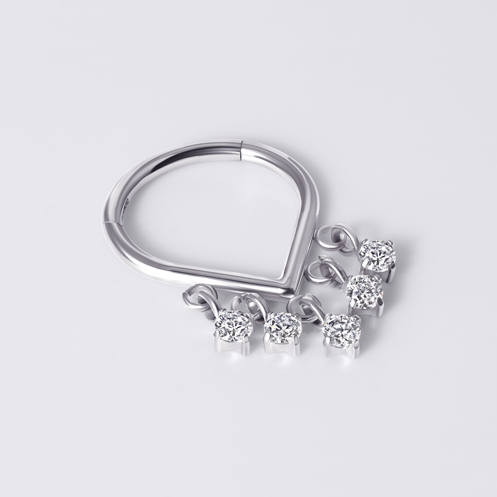 Dangle Gem Teardrop Titanium Septum Ring