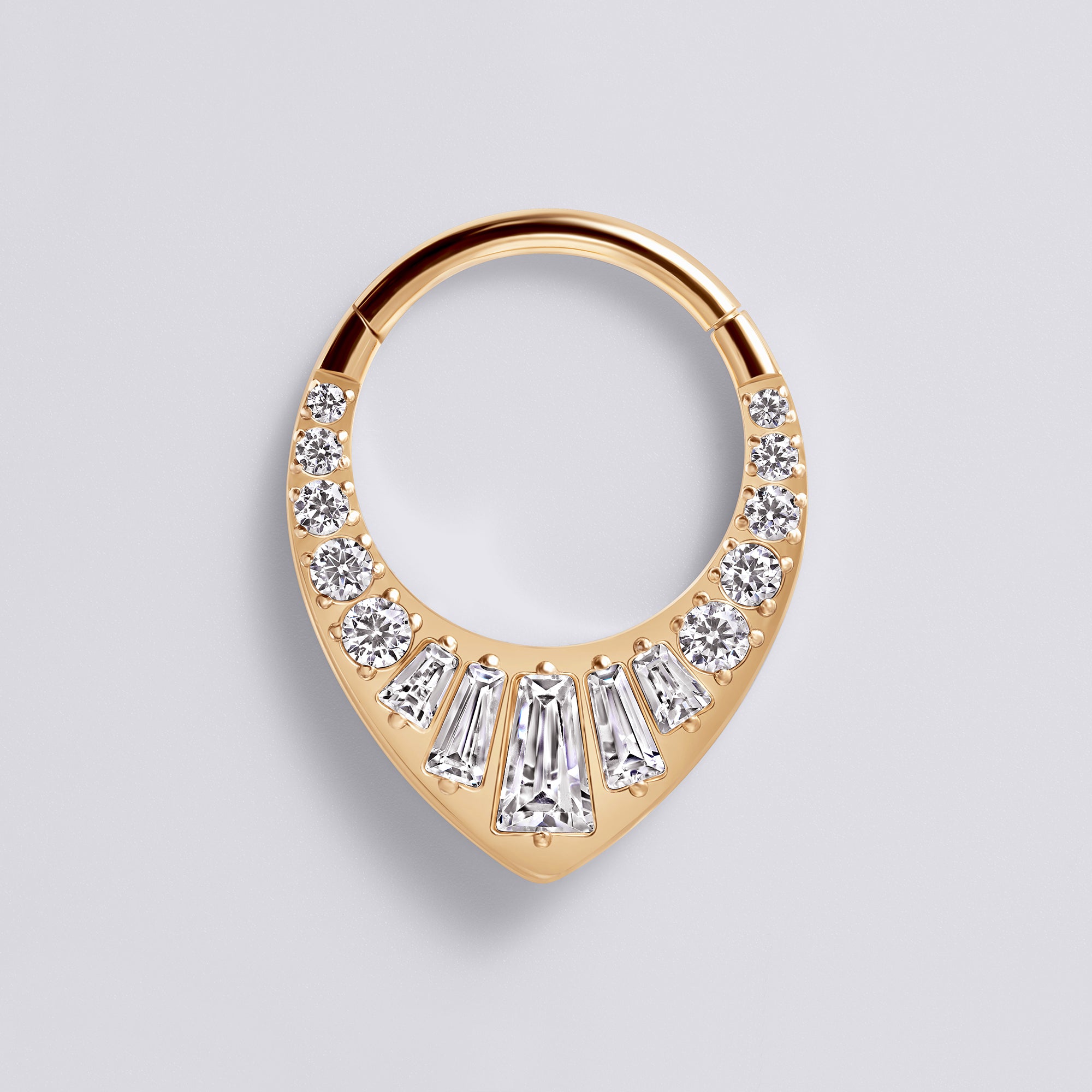 Teardrop Baguette CZ Titanium Septum Ring
