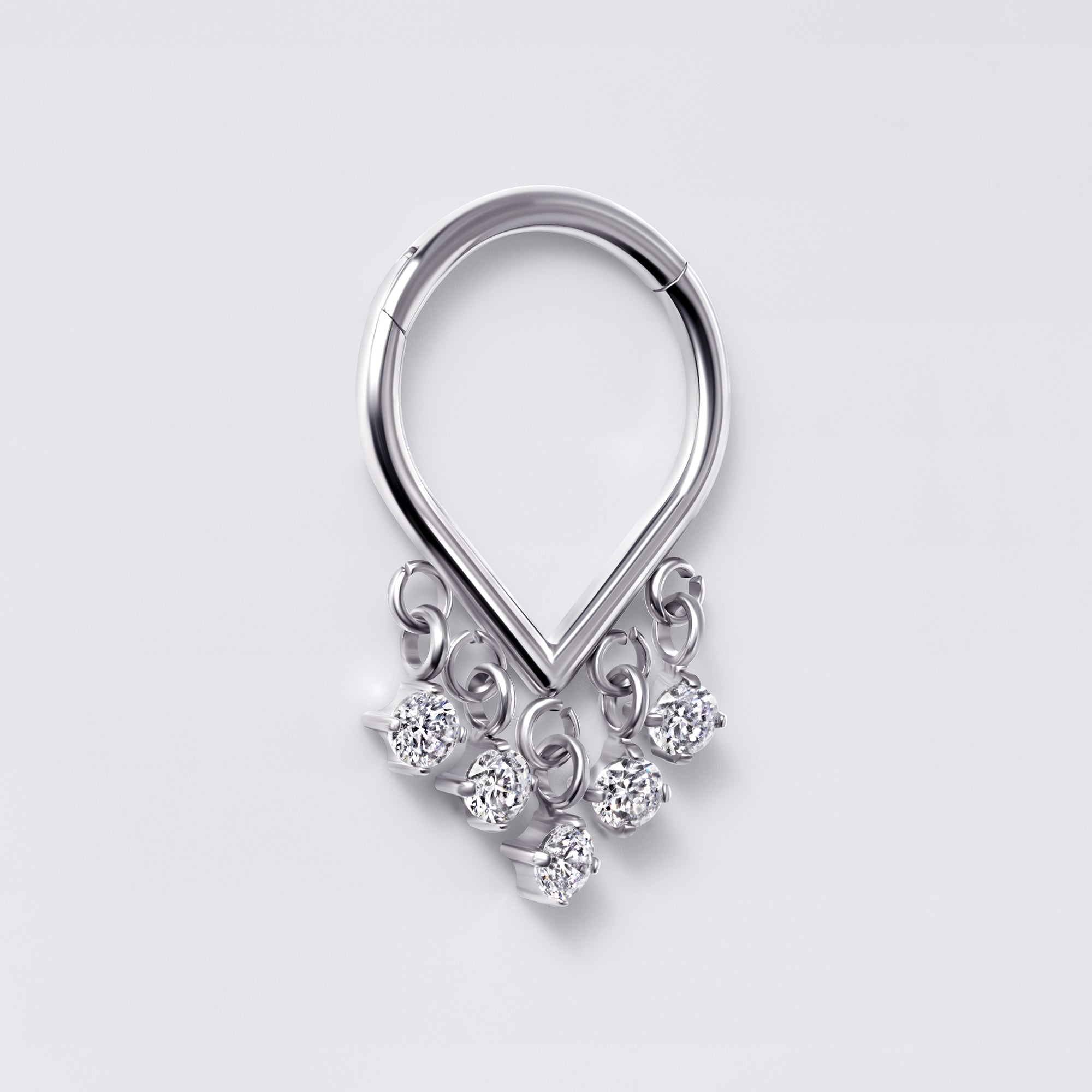Dangle Gem Teardrop Titanium Septum Ring