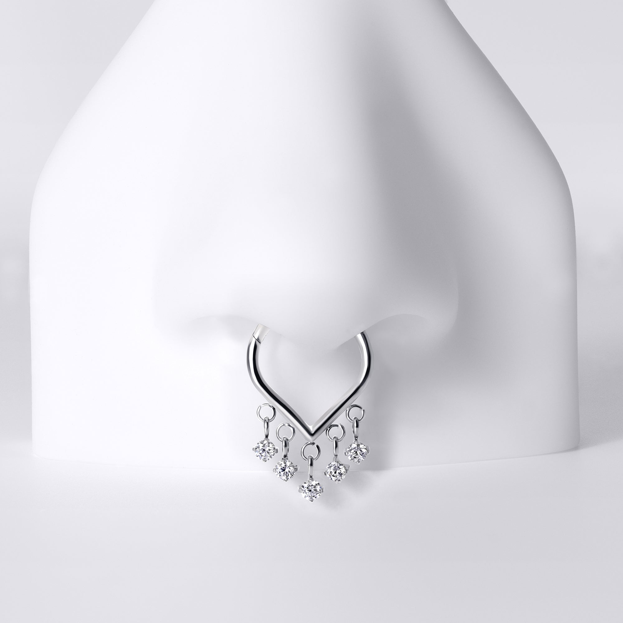 Dangle Gem Teardrop Titanium Septum Ring