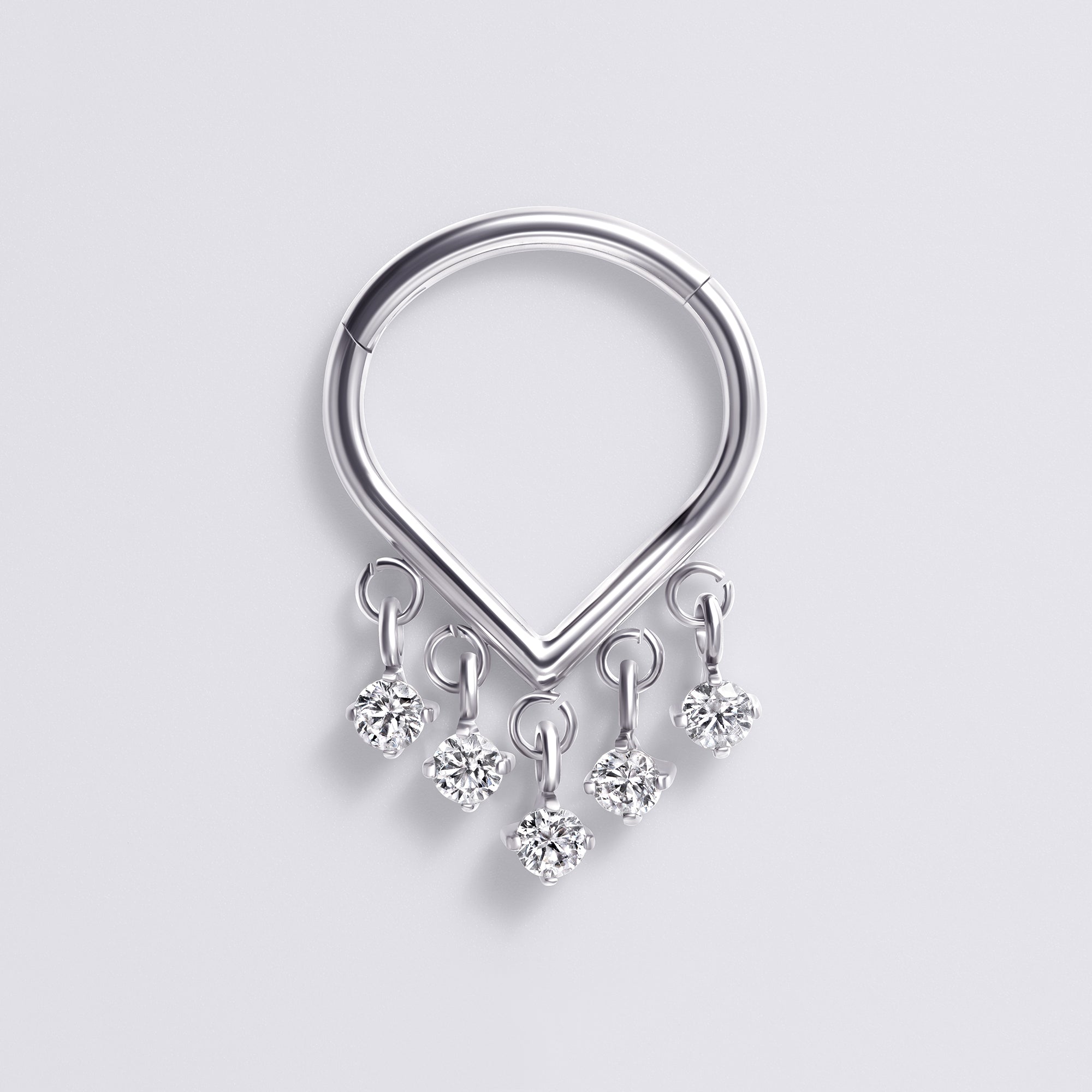 Dangle Gem Teardrop Titanium Septum Ring