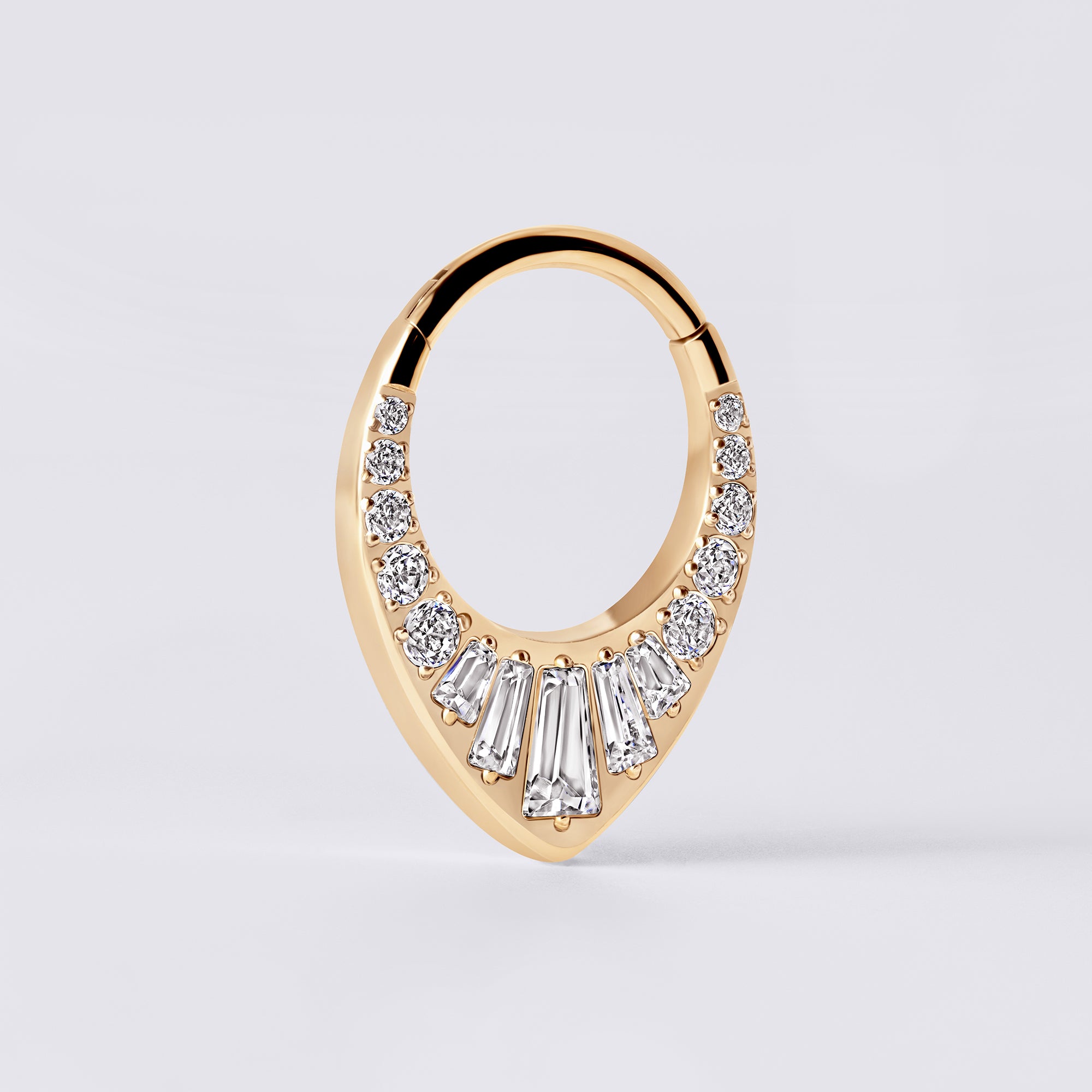 Teardrop Baguette CZ Titanium Septum Ring