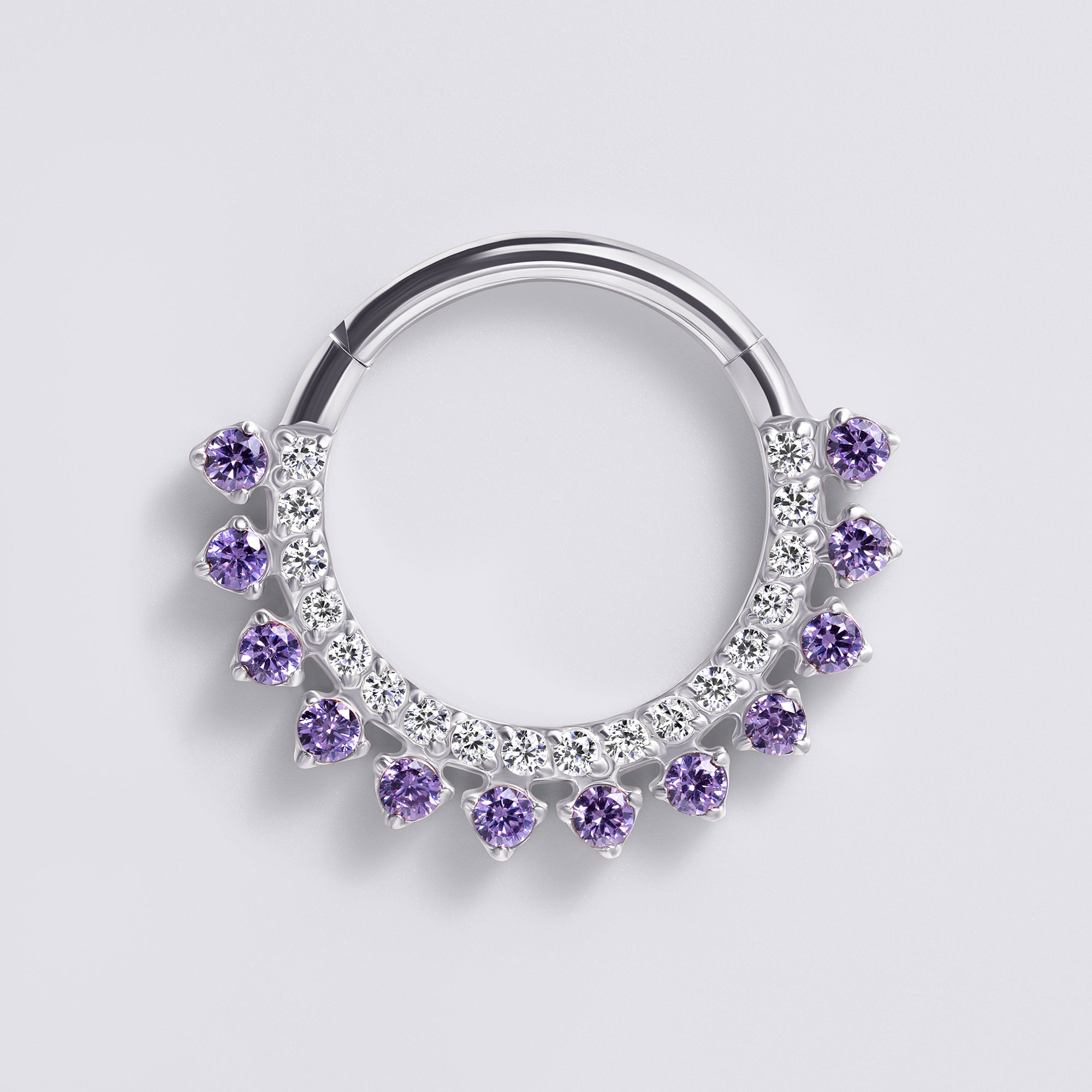 Double Row Amethyst Cz Titanium Septum Ring