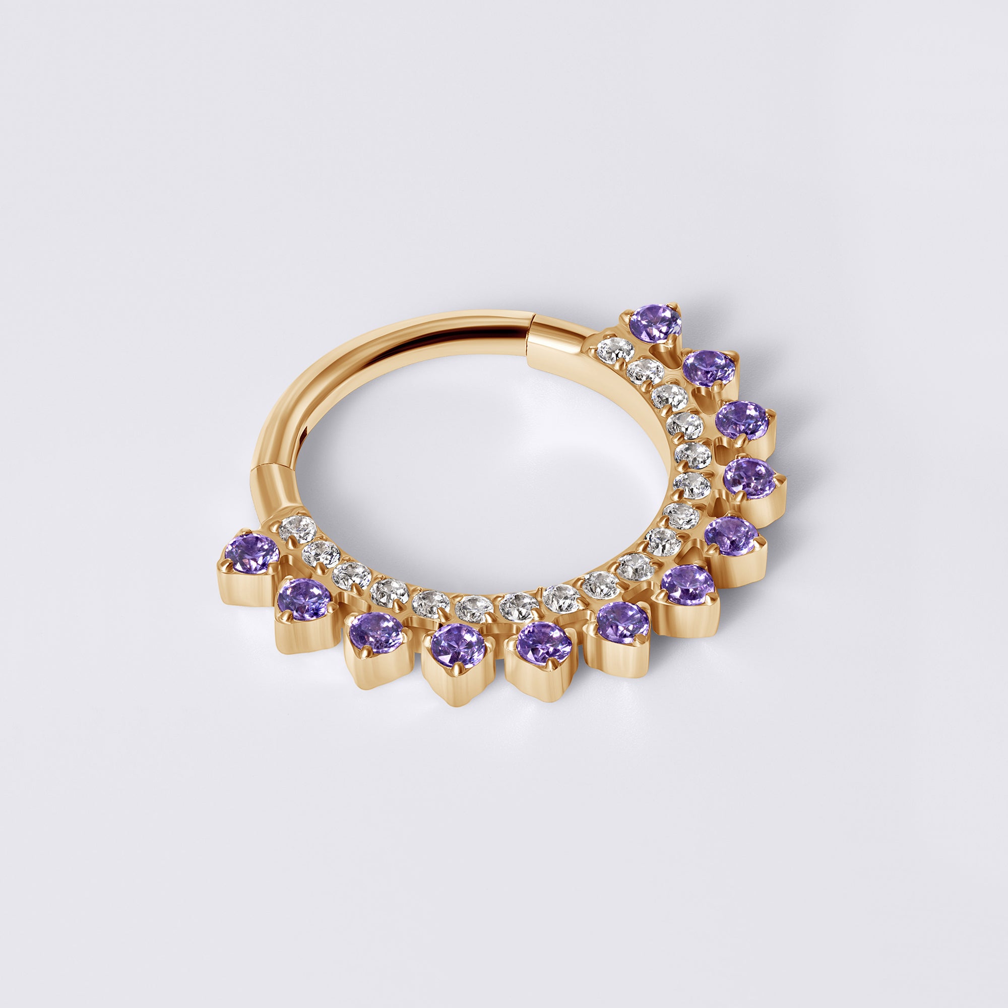 Double Row Amethyst Cz Titanium Septum Ring