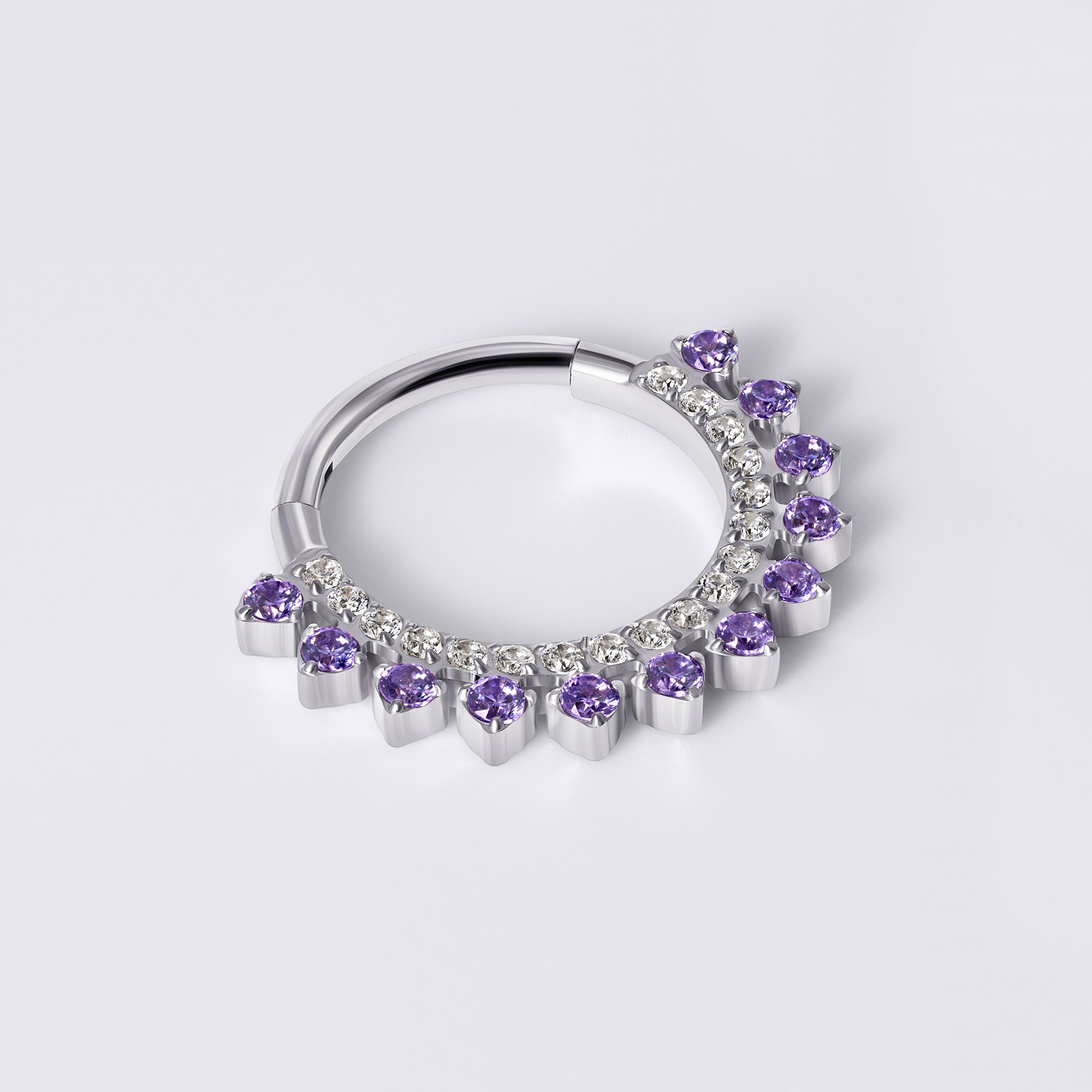 Double Row Amethyst Cz Titanium Septum Ring