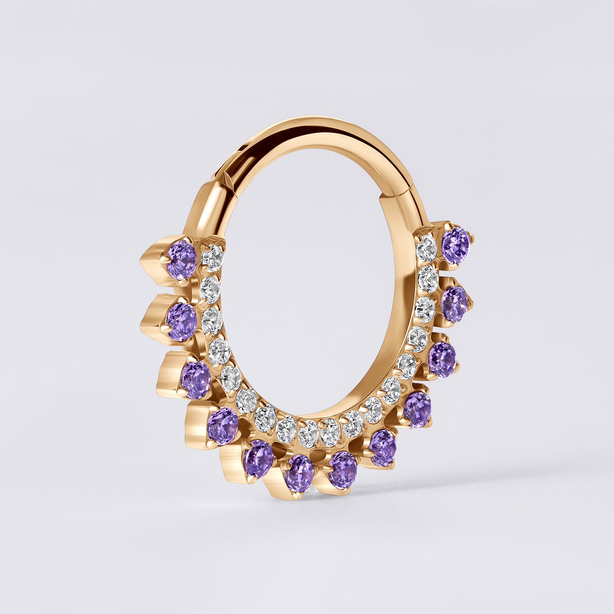 Double Row Amethyst Cz Titanium Septum Ring