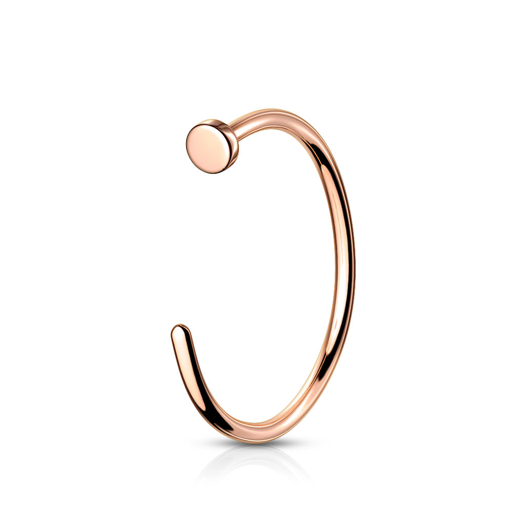 20G Implant Grade Titanium Rose Gold Flat Top Nose Hoop. Nose Piercing. Nose Jewelry.