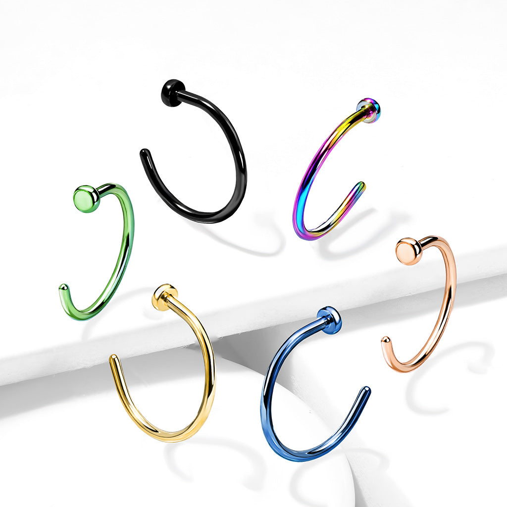 20G Implant Grade Titanium Flat Top Nose Hoop. Nose Piercing. Nose Jewelry.
