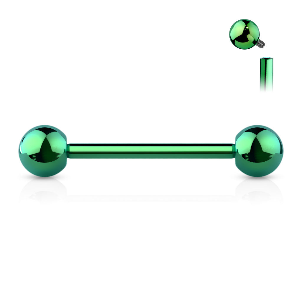 Pair of 14G Externally Threaded Implant Grade Titanium Plain Nipple Barbells. Nipple Rings. Nipple Jewelry. Nipple Piercing.