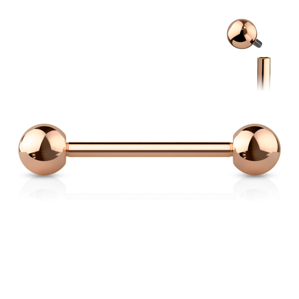 Pair of 14G Externally Threaded Implant Grade Titanium Plain Nipple Barbells. Nipple Rings. Nipple Jewelry. Nipple Piercing.