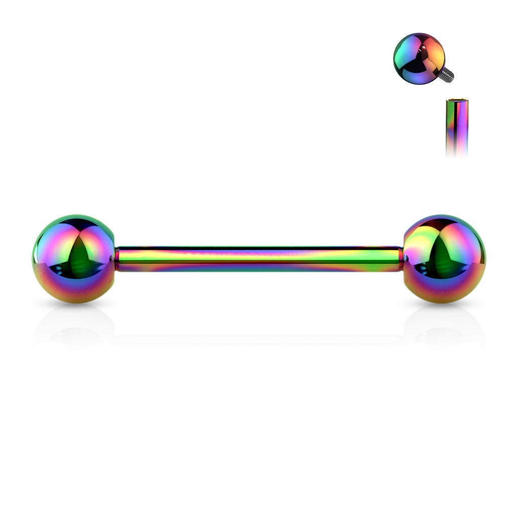 Pair of 14G Externally Threaded Implant Grade Titanium Plain Nipple Barbells. Nipple Rings. Nipple Jewelry. Nipple Piercing.