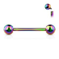 Pair of 14G Externally Threaded Implant Grade Titanium Plain Nipple Barbells. Nipple Rings. Nipple Jewelry. Nipple Piercing.