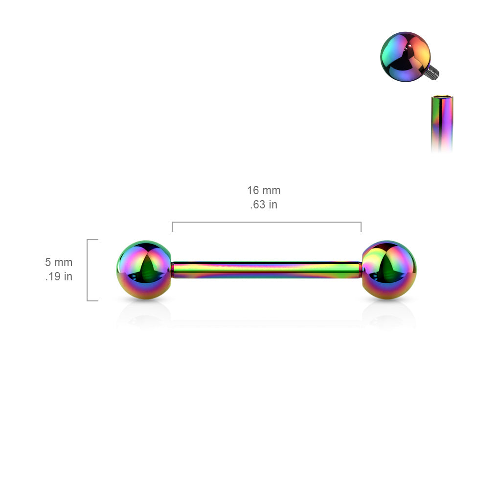 Pair of 14G Externally Threaded Implant Grade Titanium Plain Nipple Barbells. Nipple Rings. Nipple Jewelry. Nipple Piercing.