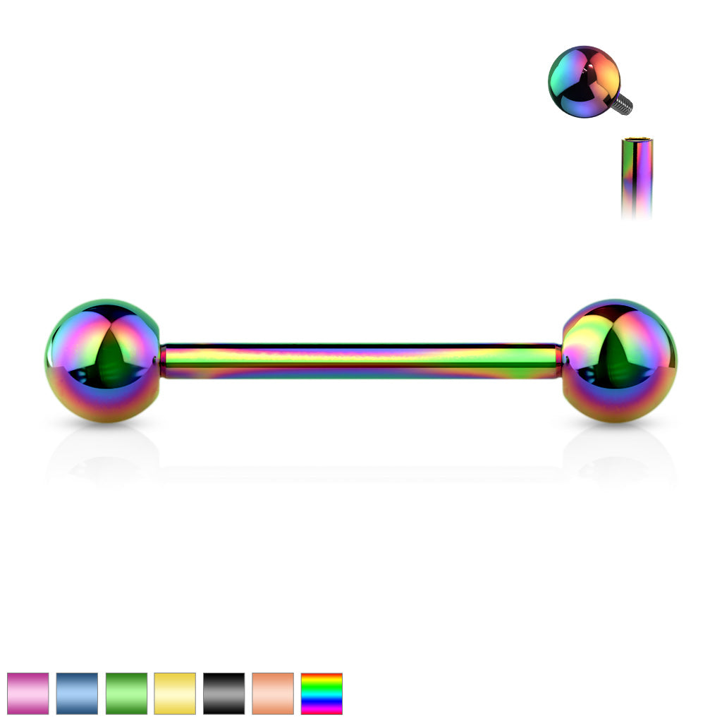Pair of 14G Externally Threaded Implant Grade Titanium Plain Nipple Barbells. Nipple Rings. Nipple Jewelry. Nipple Piercing.